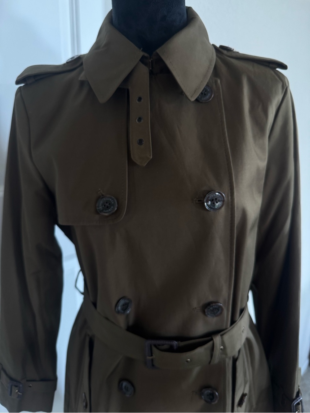 New! Ralph Lauren BLACK LABEL Classic Trench Coat in Botanic Green size M